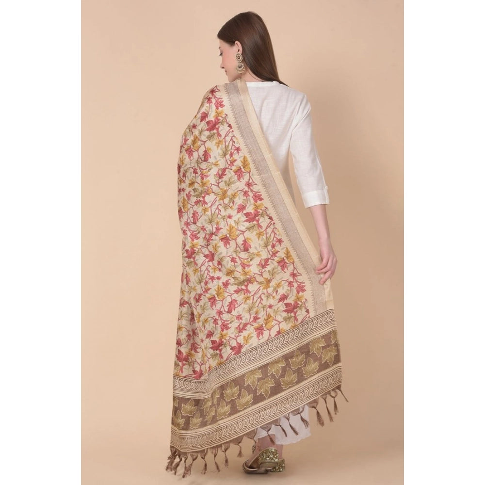 pkrkart Women's Art Silk Printed Dupatta (Gold, Length: 2.25 to 2.50 Mtr)