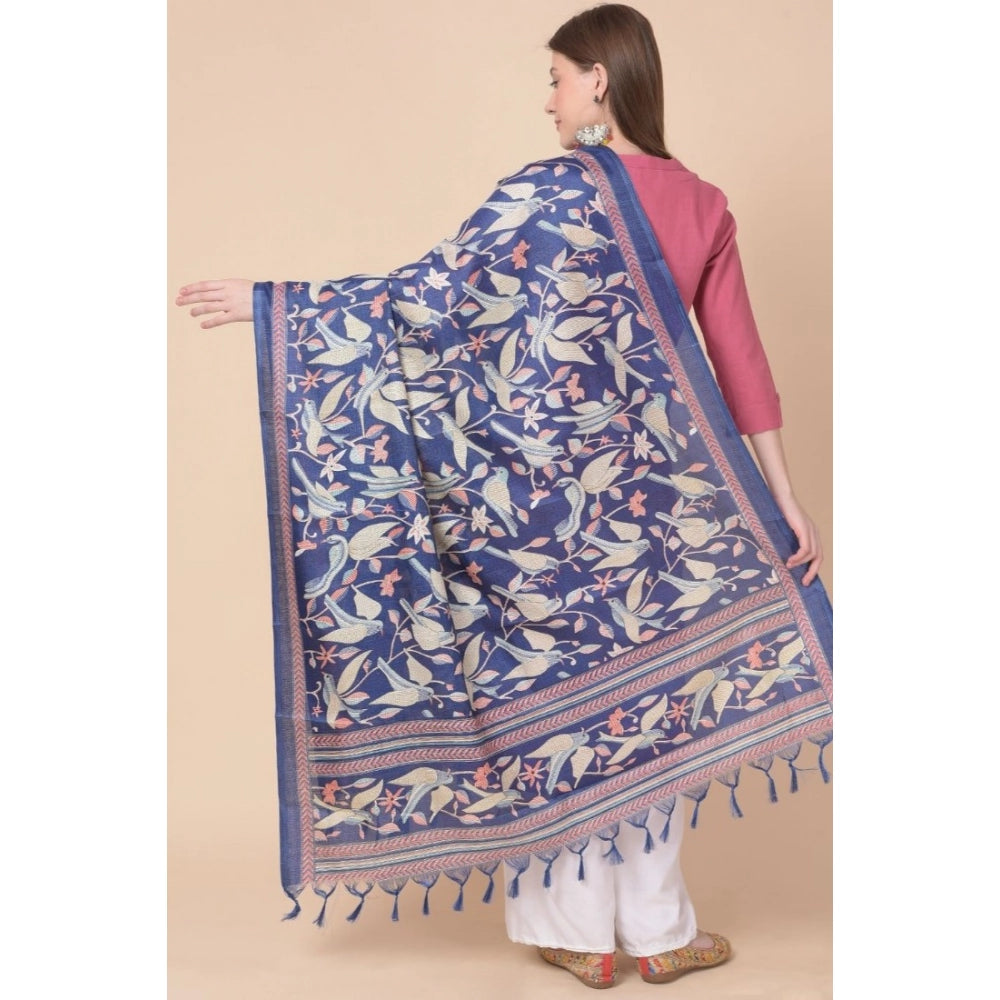 pkrkart Women's Art Silk Printed Dupatta (Blue, Length: 2.25 to 2.50 Mtr)