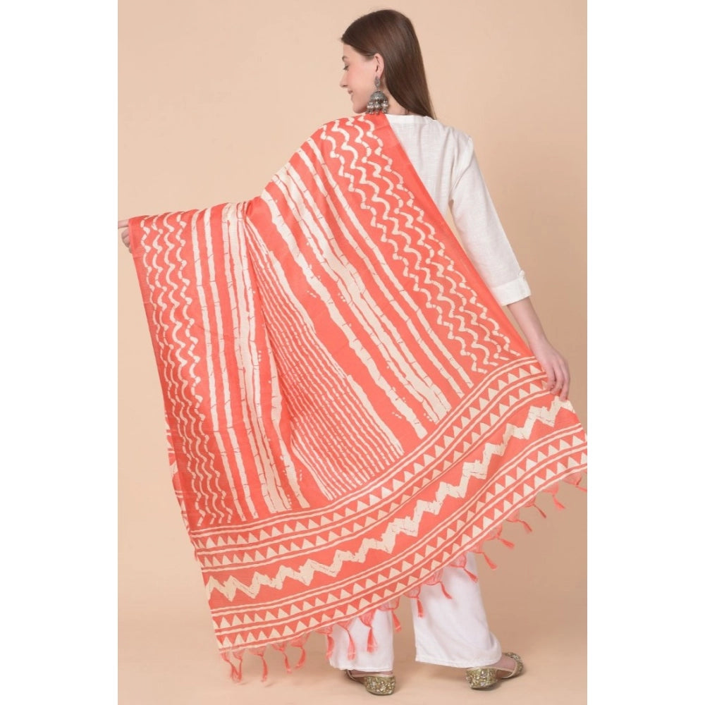 pkrkart Women's Art Silk Printed Dupatta (Orange, Length: 2.25 to 2.50 Mtr)