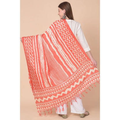 pkrkart Women's Art Silk Printed Dupatta (Orange, Length: 2.25 to 2.50 Mtr)
