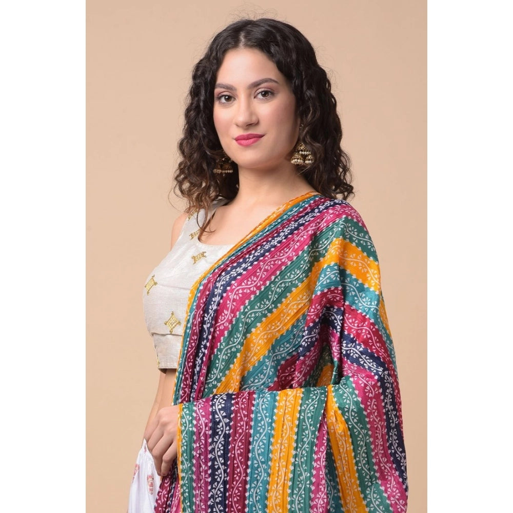 pkrkart Women's Chanderi Printed Dupatta (Multicolor, Length: 2.25 to 2.50 Mtr)