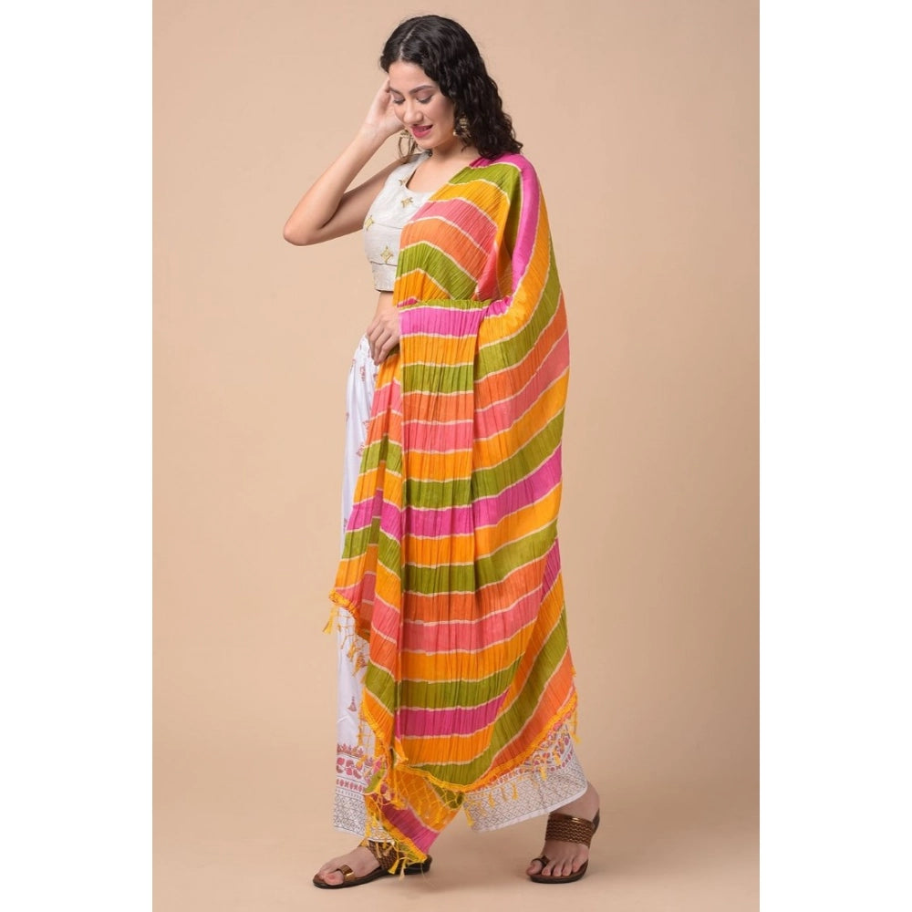pkrkart Women's Chanderi Printed Dupatta (Multicolor, Length: 2.25 to 2.50 Mtr)