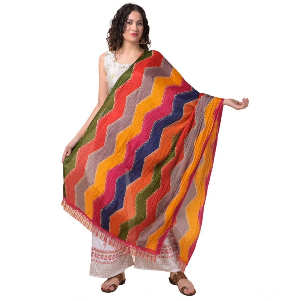 pkrkart Women's Chanderi Printed Dupatta (Multicolor, Length: 2.25 to 2.50 Mtr)