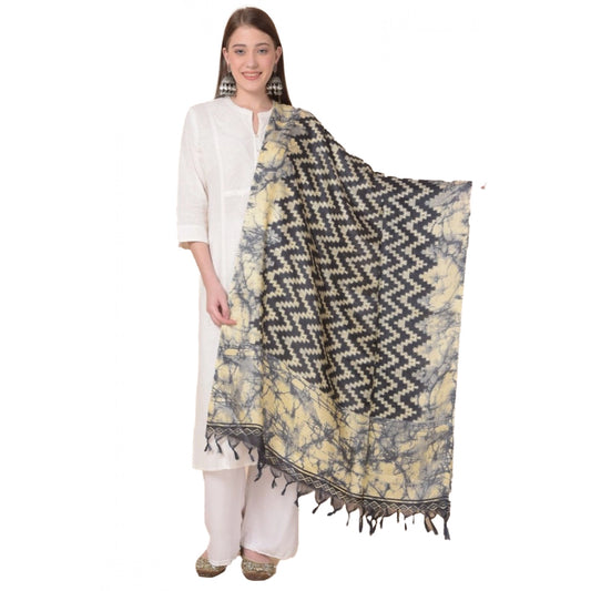 pkrkart Women's Art Silk Printed Dupatta (Black, Length: 2.25 to 2.50 Mtr)