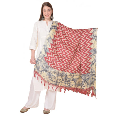 pkrkart Women's Art Silk Printed Dupatta (Maroon, Length: 2.25 to 2.50 Mtr)