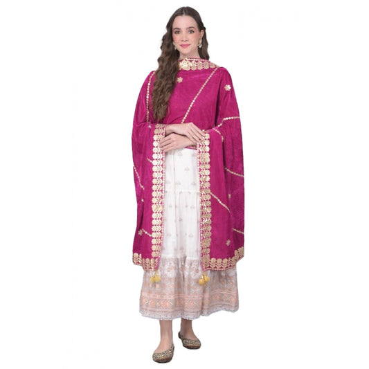 pkrkart Women's Velvet Gotta Patti Dupatta (Purple, Length: 2.25 to 2.50 Mtr)