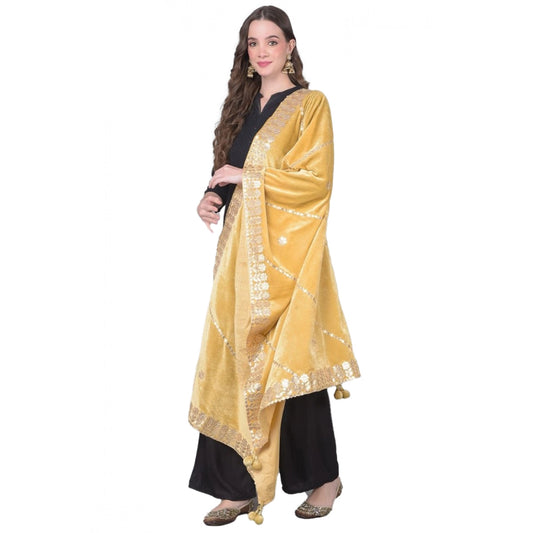 pkrkart Women's Velvet Gotta Patti Dupatta (Gold, Length: 2.25 to 2.50 Mtr)