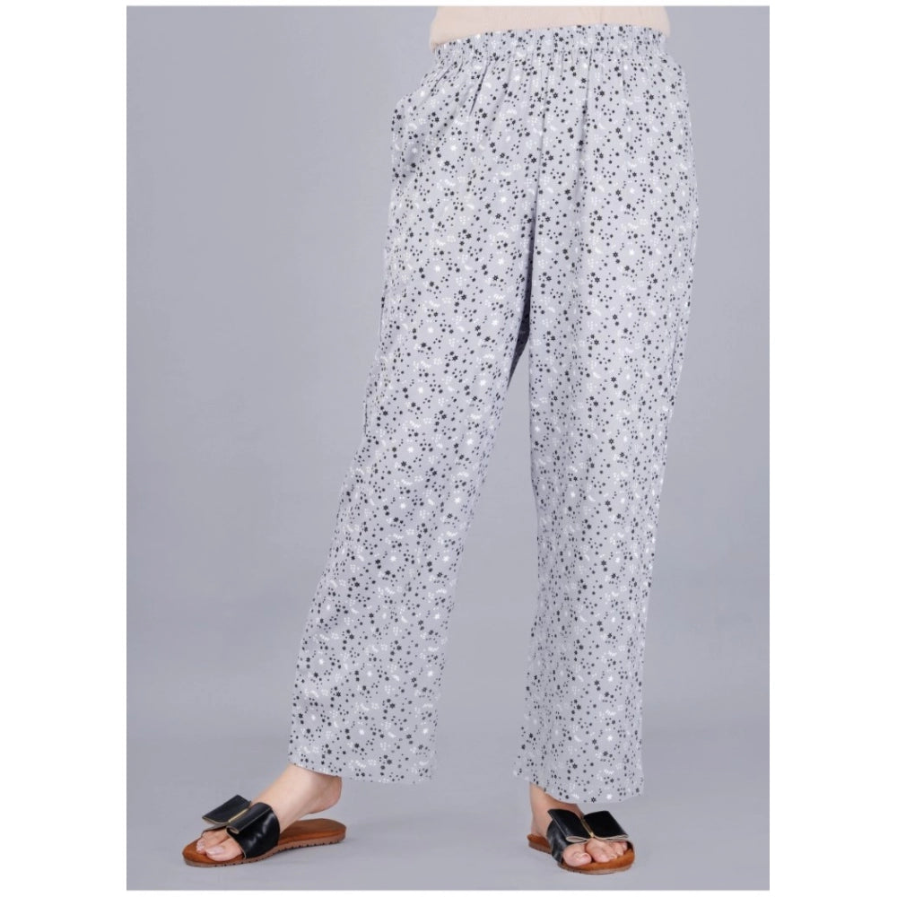 PKRKART Women's Casual Half Sleeve Printed Viscose Rayon Shirt With Pyjama Pant Night Suit Set (Grey)