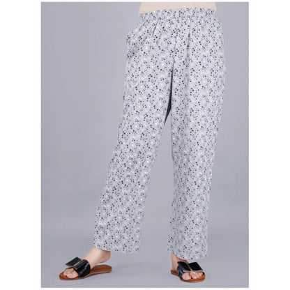PKRKART Women's Casual Half Sleeve Printed Viscose Rayon Shirt With Pyjama Pant Night Suit Set (Grey)