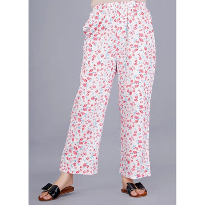 PKRKART Women's Casual Half Sleeve Printed Viscose Rayon Shirt With Pyjama Pant Night Suit Set (Baby Pink)