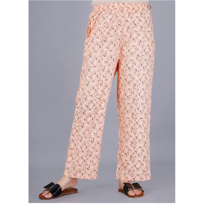 PKRKART Women's Casual Half Sleeve Printed Viscose Rayon Shirt With Pyjama Pant Night Suit Set (Peach)