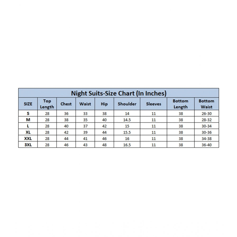 PKRKART Women's Casual Half Sleeve Printed Viscose Rayon Shirt With Pyjama Pant Night Suit Set (Blue)