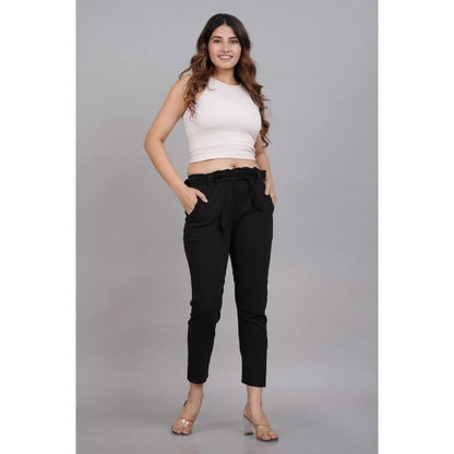 pkrkart Women's Casual Solid Lycra Trouser Pant (Black)