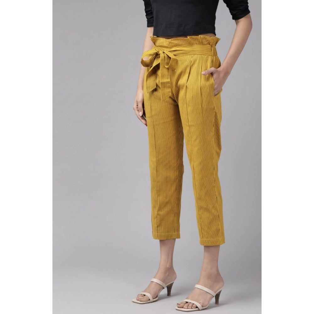 pkrkart Women's Casual Printed Cotton Flex Trouser Pant (Mustard)