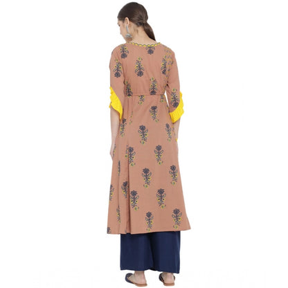 pkrkart Women's Casual 3/4 th Sleeve Floral Printed Cotton Kurti (MultiColor)