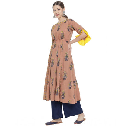 pkrkart Women's Casual 3/4 th Sleeve Floral Printed Cotton Kurti (MultiColor)