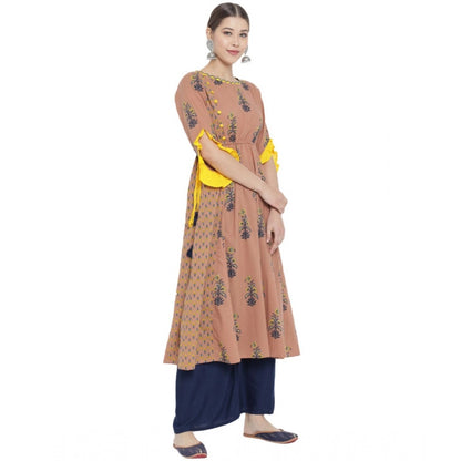 pkrkart Women's Casual 3/4 th Sleeve Floral Printed Cotton Kurti (MultiColor)