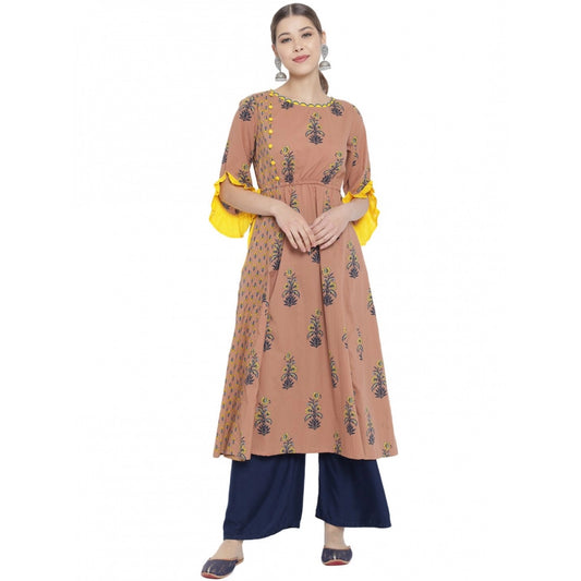 pkrkart Women's Casual 3/4 th Sleeve Floral Printed Cotton Kurti (MultiColor)