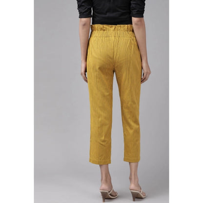 pkrkart Women's Casual Printed Cotton Flex Trouser Pant (Mustard)