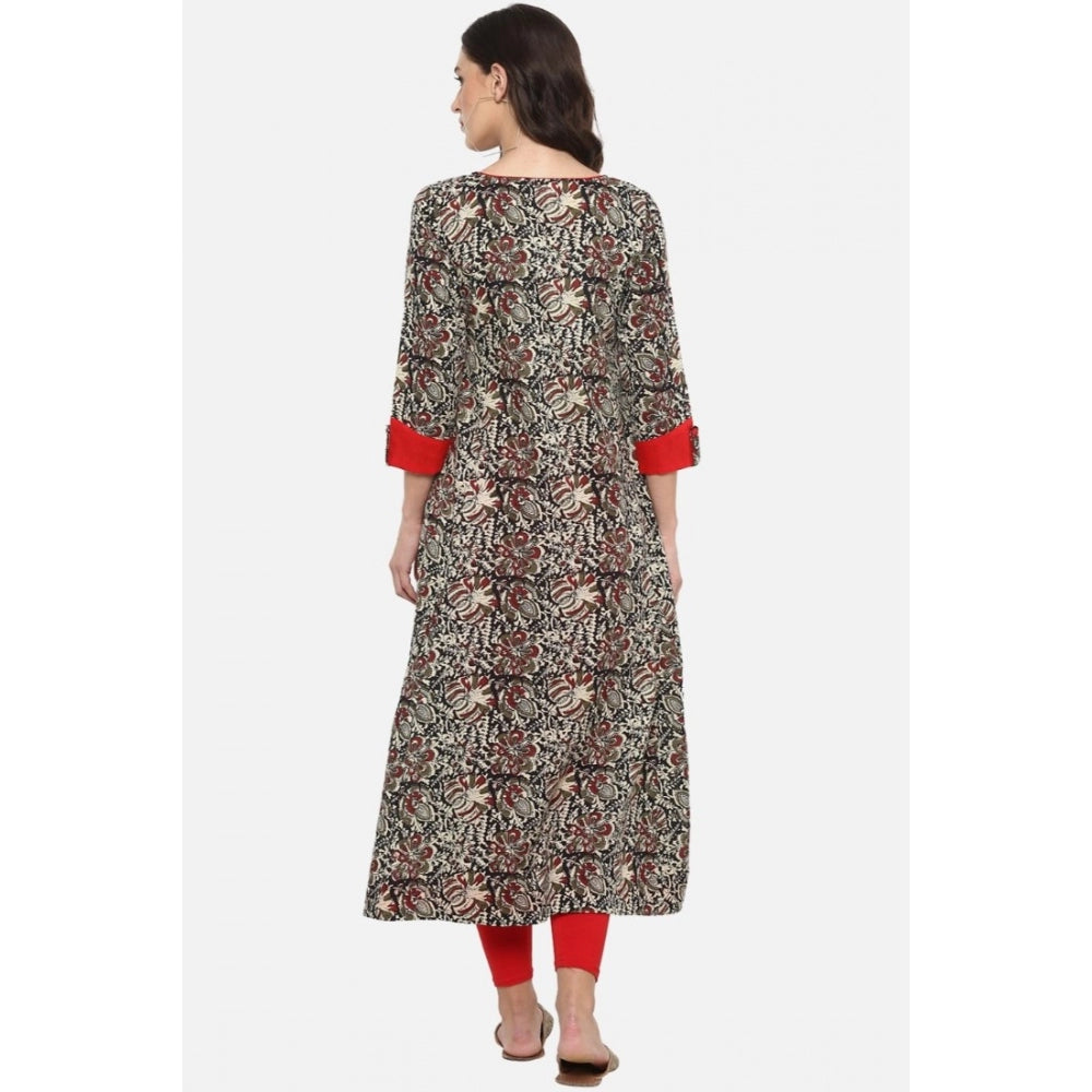 pkrkart Women's Casual 3/4 th Sleeve Printed Cotton Kurti (MultiColor)