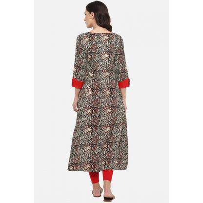 pkrkart Women's Casual 3/4 th Sleeve Printed Cotton Kurti (MultiColor)