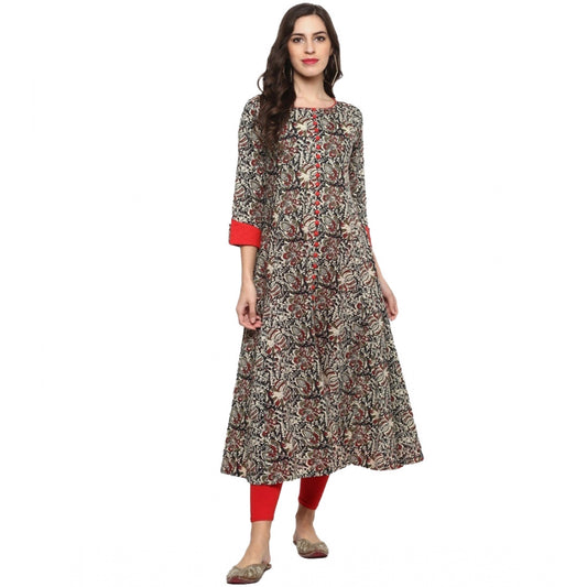 pkrkart Women's Casual 3/4 th Sleeve Printed Cotton Kurti (MultiColor)