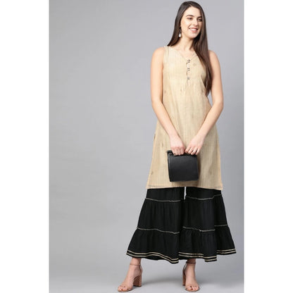 pkrkart Women's Casual Solid Rayon Sharara (Black)