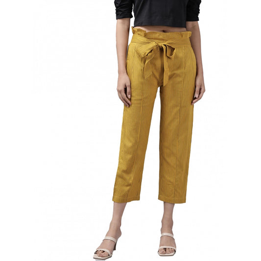 pkrkart Women's Casual Printed Cotton Flex Trouser Pant (Mustard)