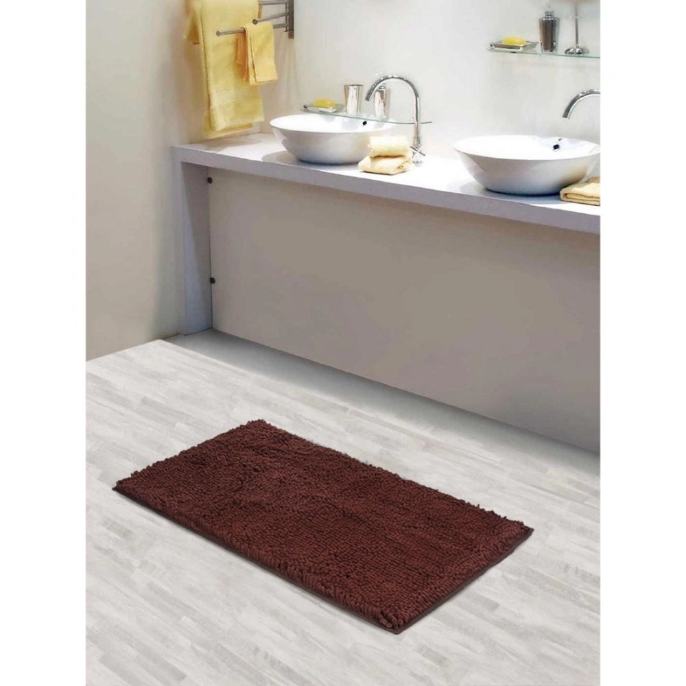 PKR Kart Solid Polyester Bathmat (Brown)