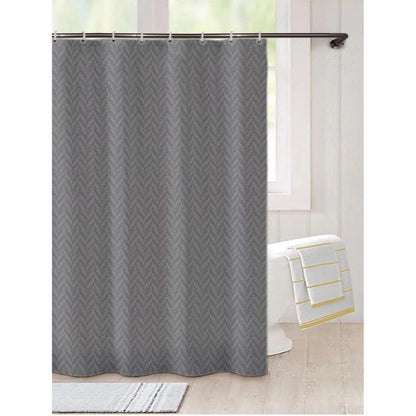 PKR Kart Waves Polyester Plain Shower Curtains with Plastic Eyelets (Dark Grey)