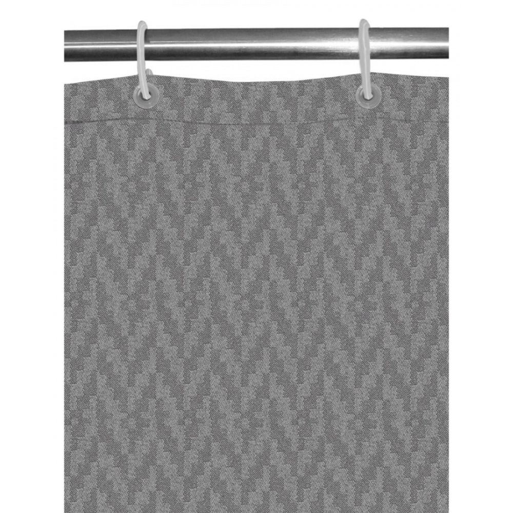 PKR Kart Waves Polyester Plain Shower Curtains with Plastic Eyelets (Dark Grey)