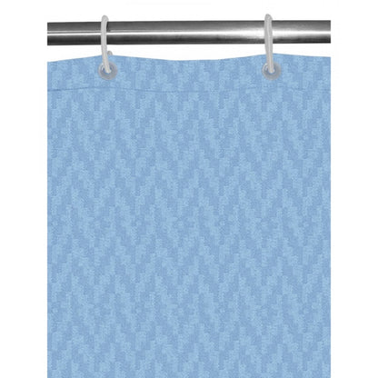 PKR Kart Waves Polyester Plain Shower Curtains with Plastic Eyelets (Light Blue)