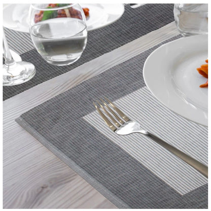 PKR Kart Ribbed Cotton Place Mats Sets (Grey)