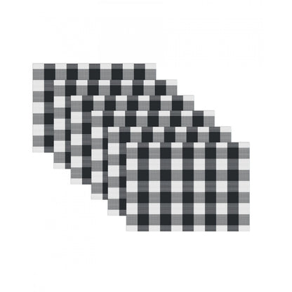 PKR Kart Checked Cotton Place Mats Sets (Black &amp; White)