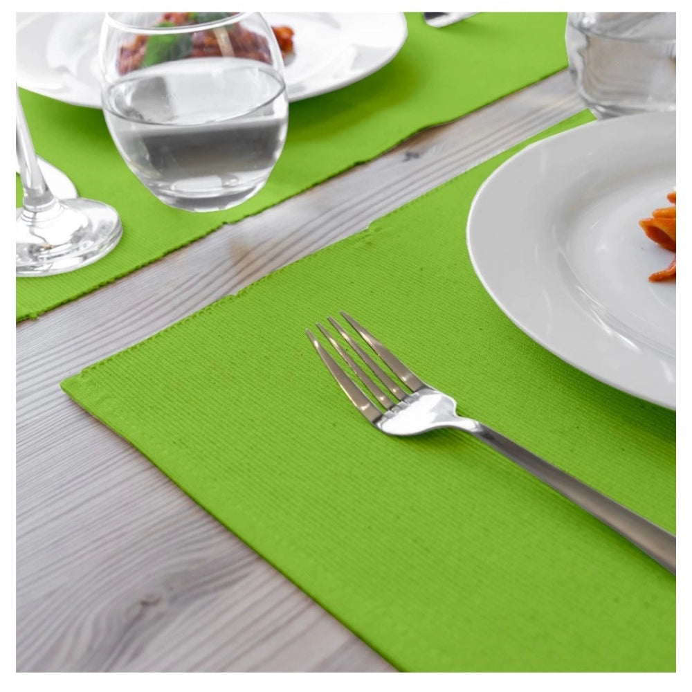 PKR Kart Solid Cotton Place Mats Sets (Green)