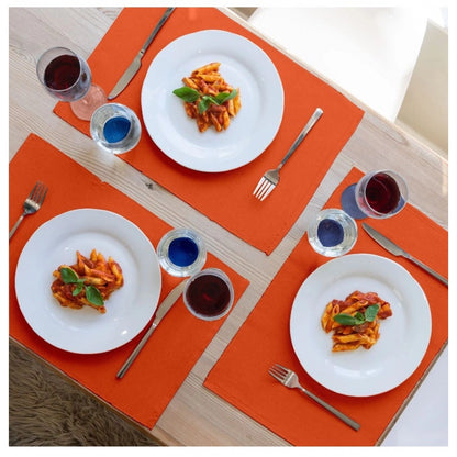 PKR Kart Ribbed Cotton Place Mats Sets (Orange)