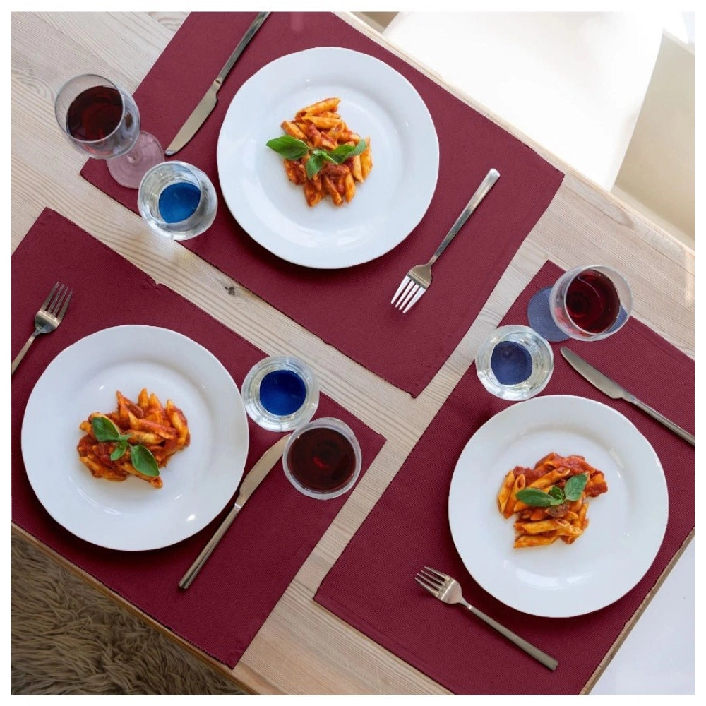 PKR Kart Ribbed Cotton Place Mats Sets (Maroon)