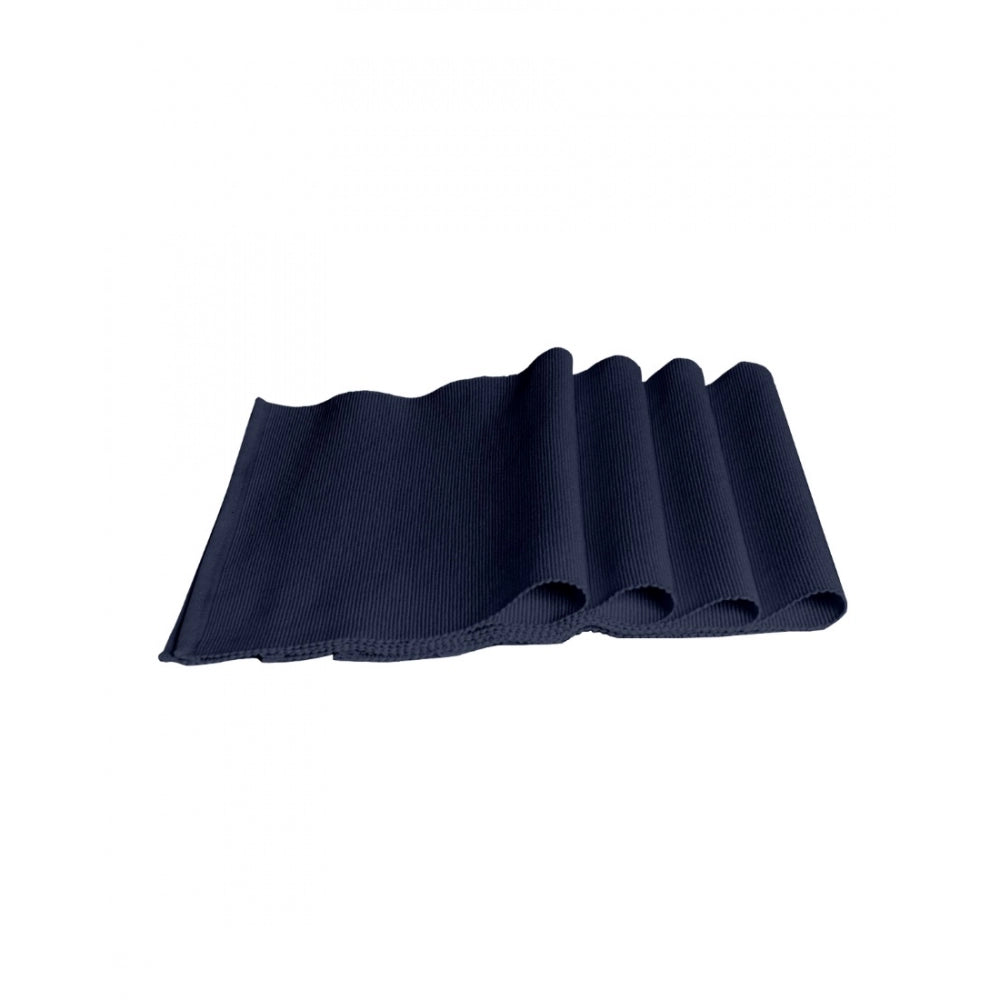 PKR Kart Ribbed Cotton Table Runner and Placemats Sets (Navy Blue)