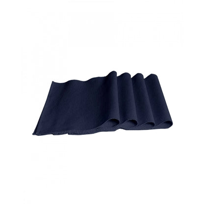 PKR Kart Ribbed Cotton Table Runner and Placemats Sets (Navy Blue)