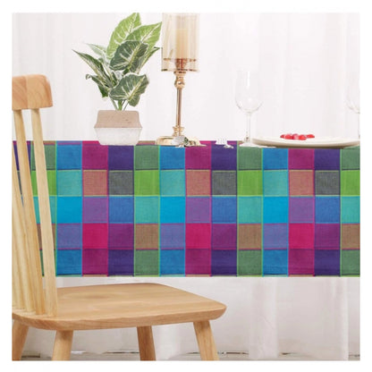 PKR Kart Checked Cotton Checks Table Cloth (Multicolor)