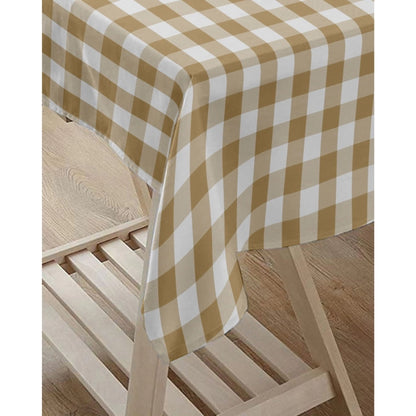 PKR Kart Checked Cotton Checks Table Cloth (Beige)