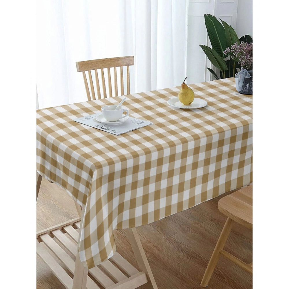 PKR Kart Checked Cotton Checks Table Cloth (Beige)