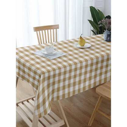 PKR Kart Checked Cotton Checks Table Cloth (Beige)
