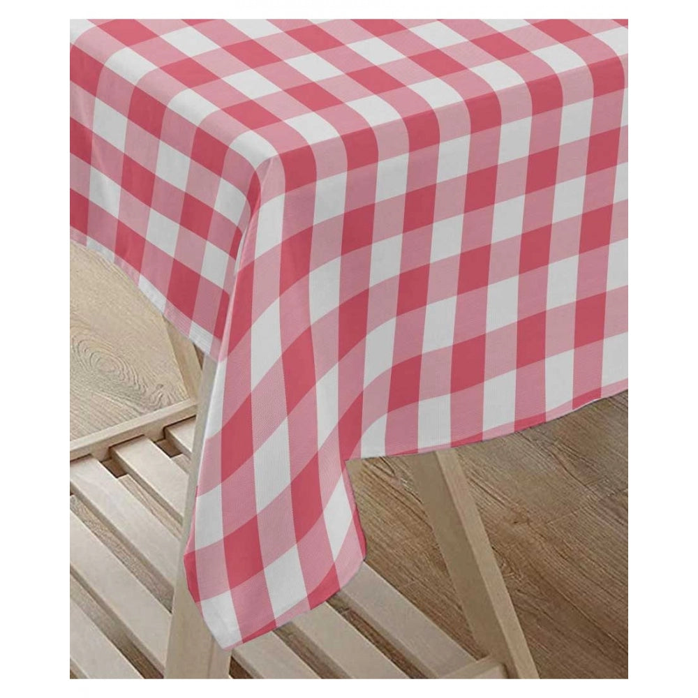PKR Kart Checked Cotton Checks Table Cloth (Pink)