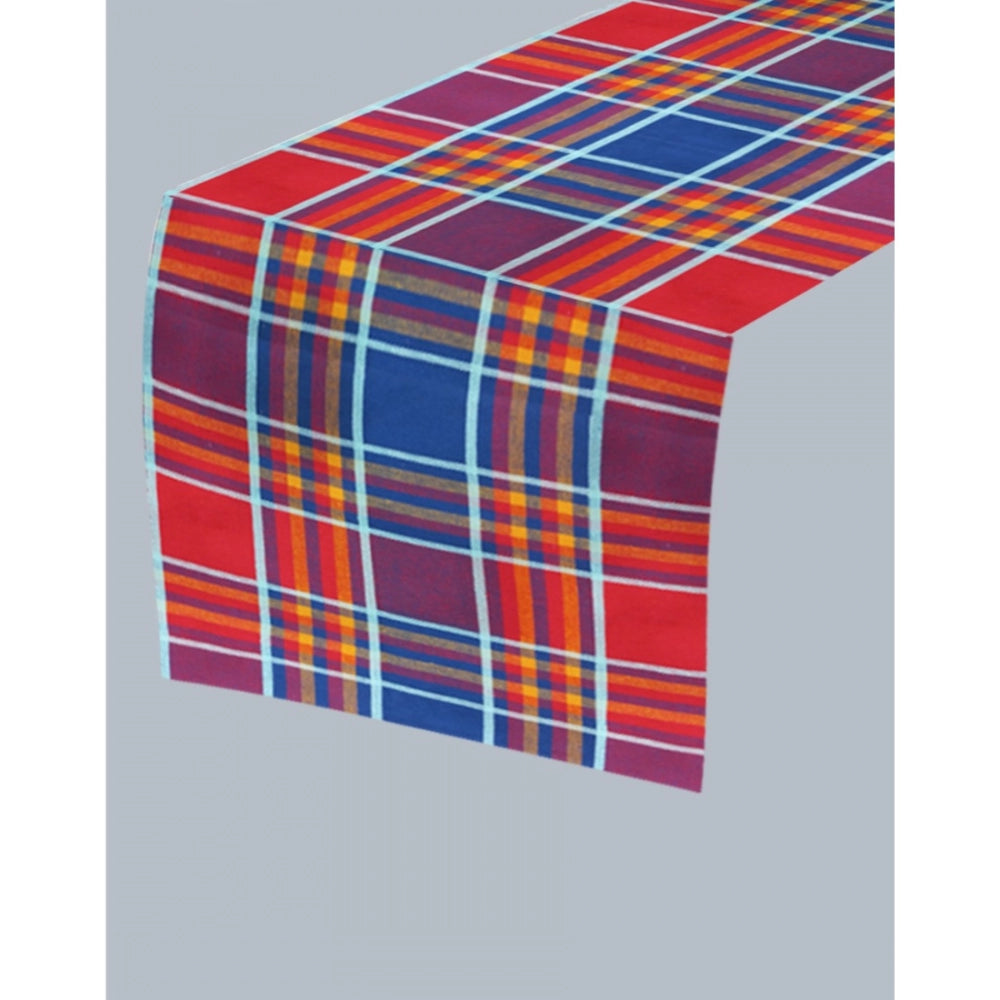 PKR Kart Checked Cotton Table Runners (Multicolor)