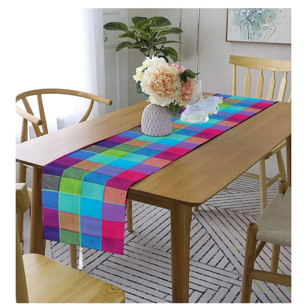 PKR Kart Checked Cotton Table Runners (Multicolor)