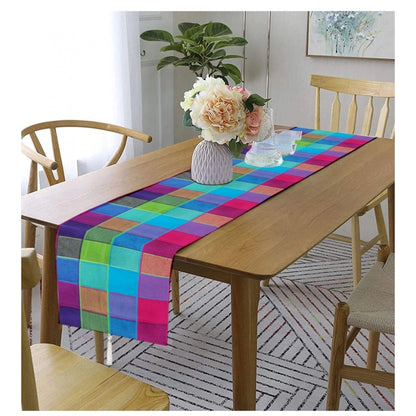 PKR Kart Checked Cotton Table Runners (Multicolor)