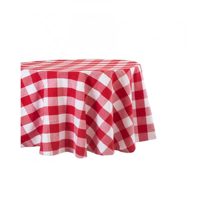 PKR Kart Checked Cotton Checks Table Cloth (Red)