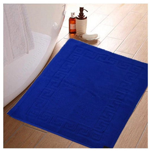 PKR Kart Solid Cotton Hotel Bathmats (Blue)