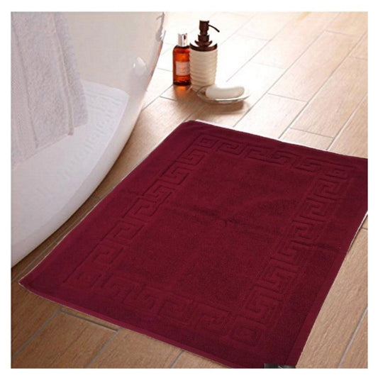PKR Kart Solid Cotton Hotel Bathmats (Maroon)